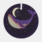 宇宙クジラ:カラフル図解入りの、写真付きのポートレート。 ガラスオーナメント (裏面)