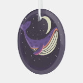 宇宙クジラ:カラフル図解入りの、写真付きのポートレート。 ガラスオーナメント (正面左)