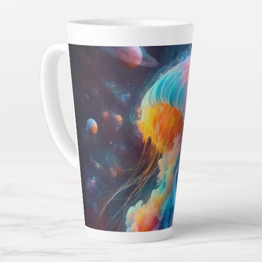 宇宙クラゲ作品 カフェラテマグ (左アングル)