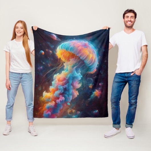 宇宙クラゲ作品 フリースブランケット (インサイチュ)