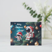 宇宙クリスマス宇宙飛行士祝のクリスマス シーズンポストカード (スタンド正面)