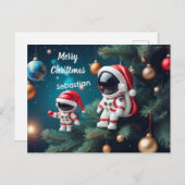宇宙クリスマス宇宙飛行士祝のクリスマス シーズンポストカード (正面/裏面)