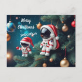 宇宙クリスマス宇宙飛行士祝のクリスマス シーズンポストカード (正面)