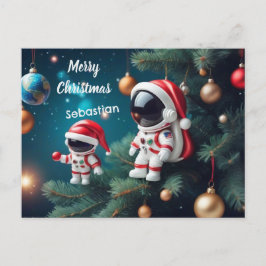 宇宙クリスマス宇宙飛行士祝のクリスマス シーズンポストカード