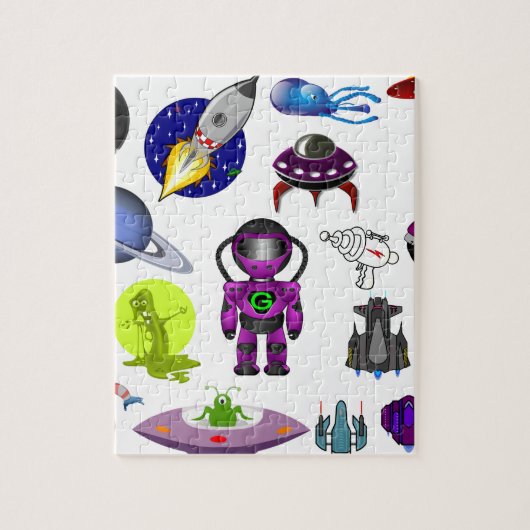 宇宙クリップアートエイリアン宇宙工芸 ジグソーパズル (縦)