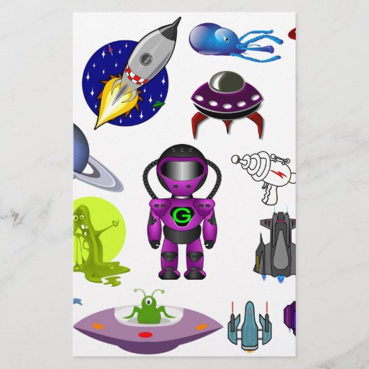宇宙クリップアートエイリアン宇宙工芸 便箋 (正面)