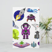 宇宙クリップアートエイリアン宇宙工芸 便箋 (スタンド正面)
