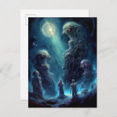 宇宙クリーチャーのホラーアートハガキ ポストカード (正面/裏面)