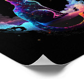 宇宙クール猫カラフル三日月雲 ポスター (角)