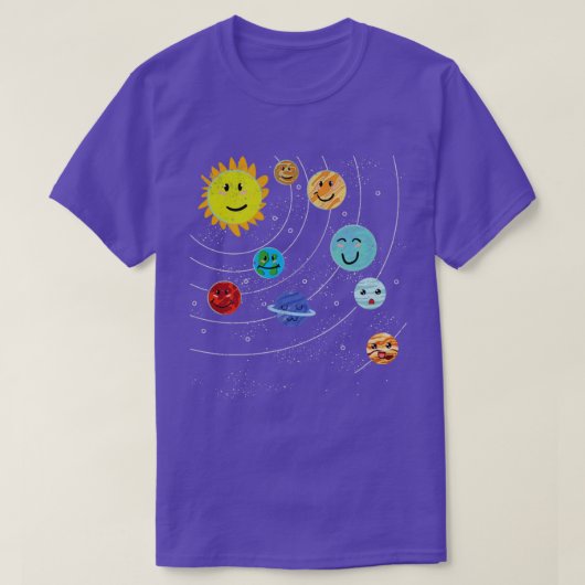 宇宙サイエンティストかわいい惑星太陽の系アストロノム Tシャツ (デザイン正面)