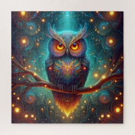 宇宙サイケデリック林に生息するフクロウ ジグソーパズル