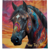 宇宙サイケデリック馬:超現実的な旅 シャワーカーテン (正面)