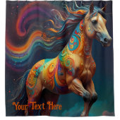 宇宙サイケデリック馬:超現実的な旅 シャワーカーテン (正面)