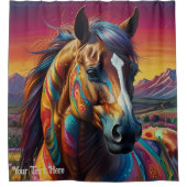 宇宙サイケデリック馬：超現実的な旅 シャワーカーテン (正面)