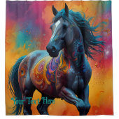 宇宙サイケデリック馬：超現実的な旅 シャワーカーテン (正面)