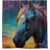 宇宙サイケデリック馬:超現実的な旅 シャワーカーテン (正面)