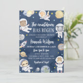 宇宙サファリ動物のベビーシャワー 招待状 (スタンド正面)