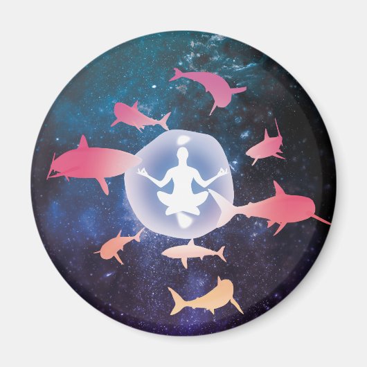 宇宙サメと瞑想芸術 マグネット (正面)
