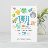 宇宙サンムーンロケットキッド誕生日パーティー 招待状 (スタンド正面)