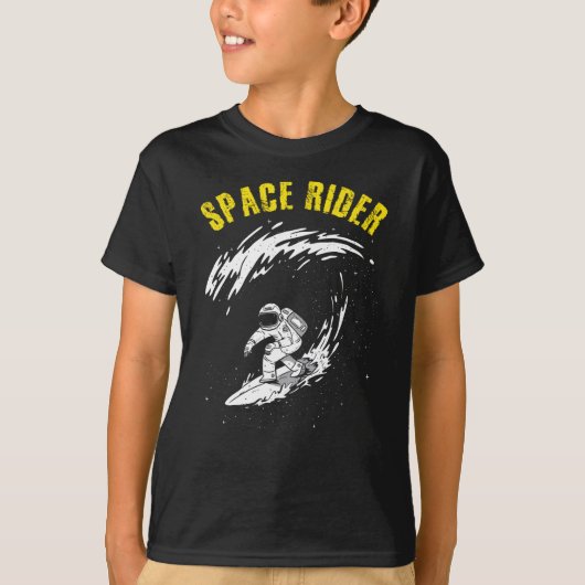 宇宙サーファー 宇宙をサーフィンする宇宙飛行士 Tシャツ (正面)