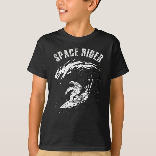宇宙サーファー 宇宙をサーフィンする宇宙飛行士 Tシャツ (正面)