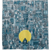 宇宙シティサンブルー シャワーカーテン (正面)