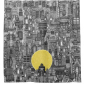 宇宙シティサンbw シャワーカーテン (正面)