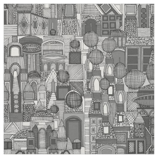 宇宙シティサンbw ファブリック (見本)