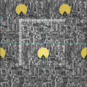 宇宙シティサンbw ファブリック (タイル)