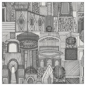 宇宙シティサンbw ファブリック (クローズアップ)