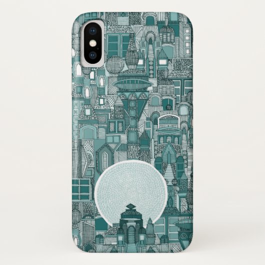 宇宙シティティール(緑がかった色) Case-Mate iPhoneケース (裏面)