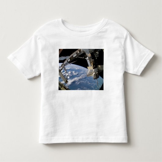 宇宙シャトルアトランティスとソユーズ宇宙船 トドラーTシャツ (正面)