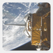 宇宙シャトルアトランティスのペイロードベイをバックドロップ スクエアシール (正面)