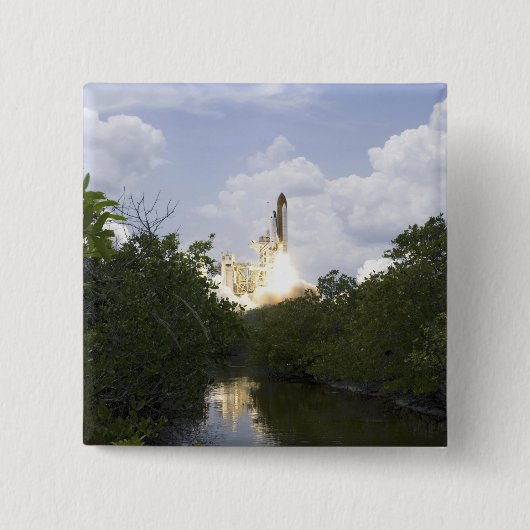 宇宙シャトルアトランティスは25をリフト 缶バッジ (正面)