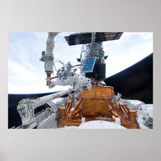 宇宙シャトルアトランティス&ハッブル望遠鏡 ポスター (正面)
