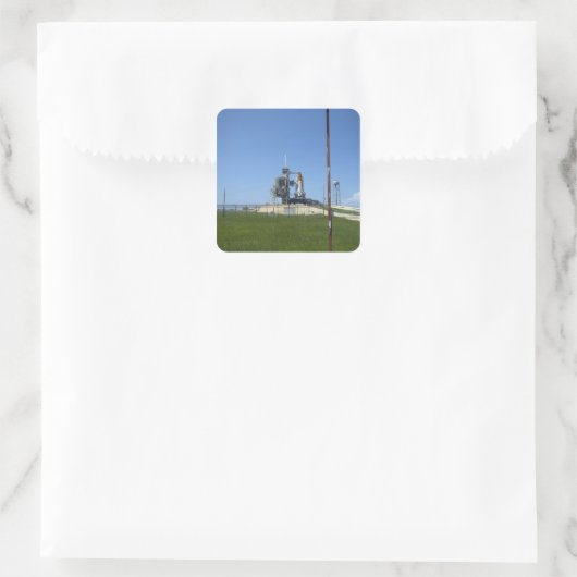 宇宙シャトルエンデバーは風車で囲まれている スクエアシール (バッグ)