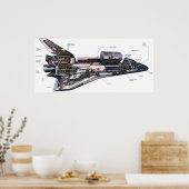 宇宙シャトルオービターカットウェイイラストレーションフックカン ポスター (キッチン)