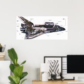 宇宙シャトルオービターカットウェイイラストレーションフックカン ポスター (ホームオフィス)