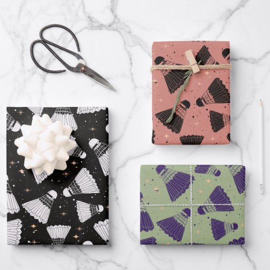 宇宙シャトルコックピンクグリーン ラッピングペーパーシート (正面)