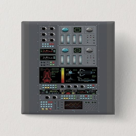 宇宙シャトルコントロールボードボタン 缶バッジ (正面)