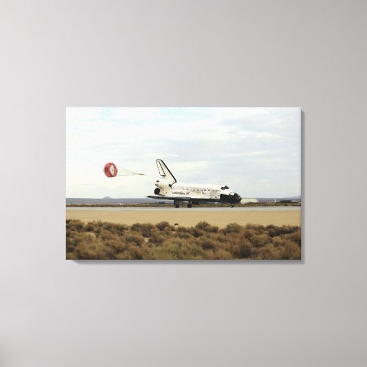 宇宙シャトルディスカバリーがドラッグシュートを展開 キャンバスプリント (正面)