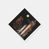 宇宙シャトルディスカバリーと月 スタンダードカクテルナプキン (角)