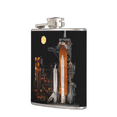 宇宙シャトルディスカバリーと月 フラスク (左)