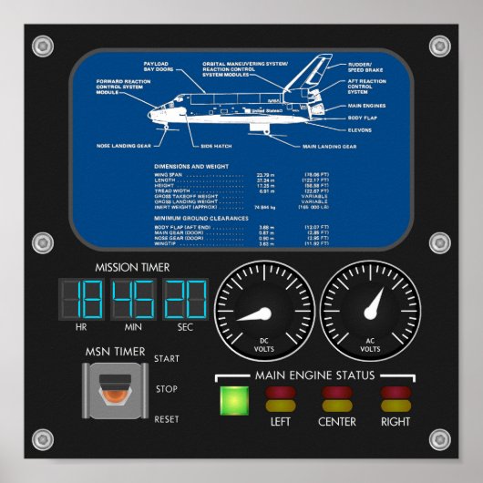 宇宙シャトルメインパネル ポスター (正面)