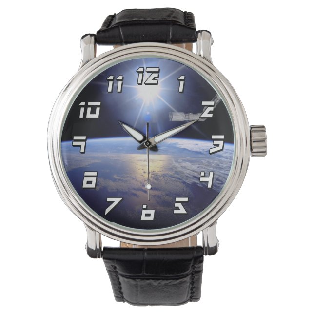 宇宙シャトルロボットアーム地球軌道日が差すこと 腕時計 (正面)