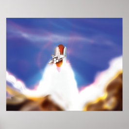 宇宙シャトル打ち上げイラストレーション ポスター