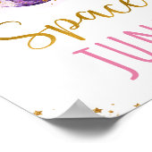 宇宙ジャンクピンク金ゴールドスナック誕生日標識 ポスター (角)