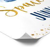 宇宙ジャンク銀河系ブルー金ゴールド誕生日スナックサイン ポスター (角)