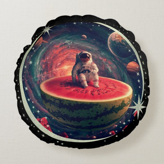 宇宙スイカ宇宙飛行士 ラウンドクッション (正面)