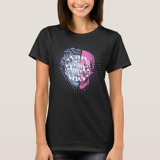 宇宙スカルタイポグラフィデザイン Tシャツ (正面)